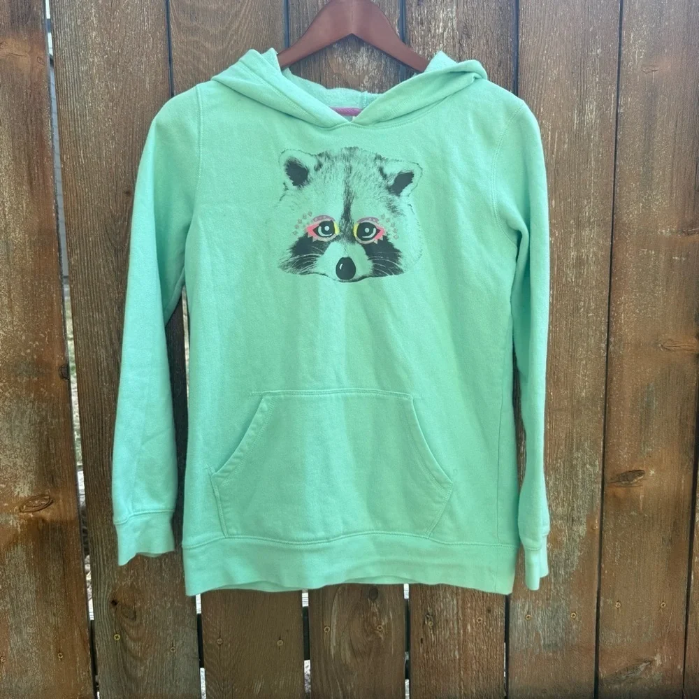 CAT & JACK Girls Mint Green Graphic Hoodie Raccoon Size 14/16 - Picture 1 of 8